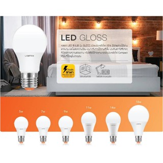 หลอดไฟกลม Led Bulb A60 GLOSS 12000hrs E27 มี 5w-27w Lamptan