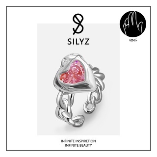 Silyz แหวนรัก แหวนเงิน iแหวน rregular love ring melted heart ring Y2K Style I-109-110