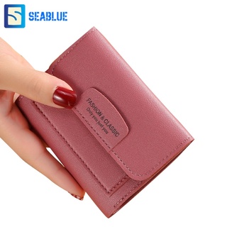 SEABLUES-กระเป๋าสตางค์ใบสั้นแฟชั่นสตรีสไตล์เกาหลี กระเป๋าสตางค์ผู้หญิงใบสั้น กระเป๋าถือ JJ-813