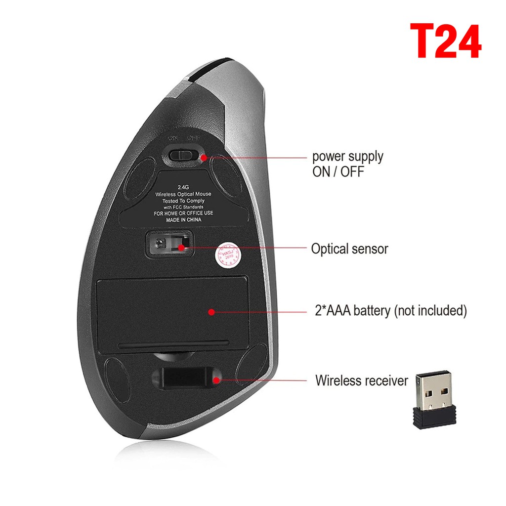 HXSJ T22 l T24 Ergonomic Vertical 2.4Ghz Wireless Mouse เม้าส์ไร้สาย ...