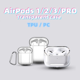 เคสใส สําหรับ Airpods1/2 Airpods Pro2 Airpods 3 พร้อมคาราบิเนอร์ หูฟังไร้สาย เคสป้องกัน TPU ใสสูง เคสนิ่ม