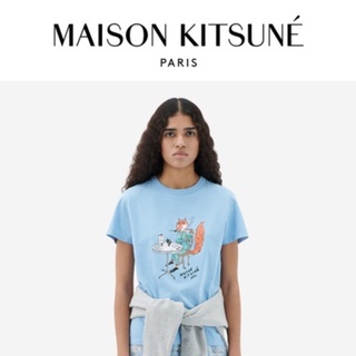 Maison Kitsuné เสื้อยืดผ้าฝ้าย แขนสั้น พิมพ์ลายสุนัขจิ้งจอก แคปซูล เหมาะกับฤดูใบไม้ผลิ ฤดูร้อน สําหรับผู้หญิงS-5XL