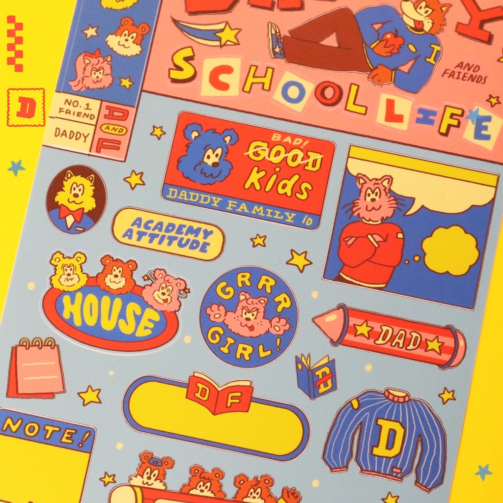 DADDY | Daddy & Friend Sticker A5 ลายน้องหมา น้องแมว และผองเพื่อน สุดน่ารัก
