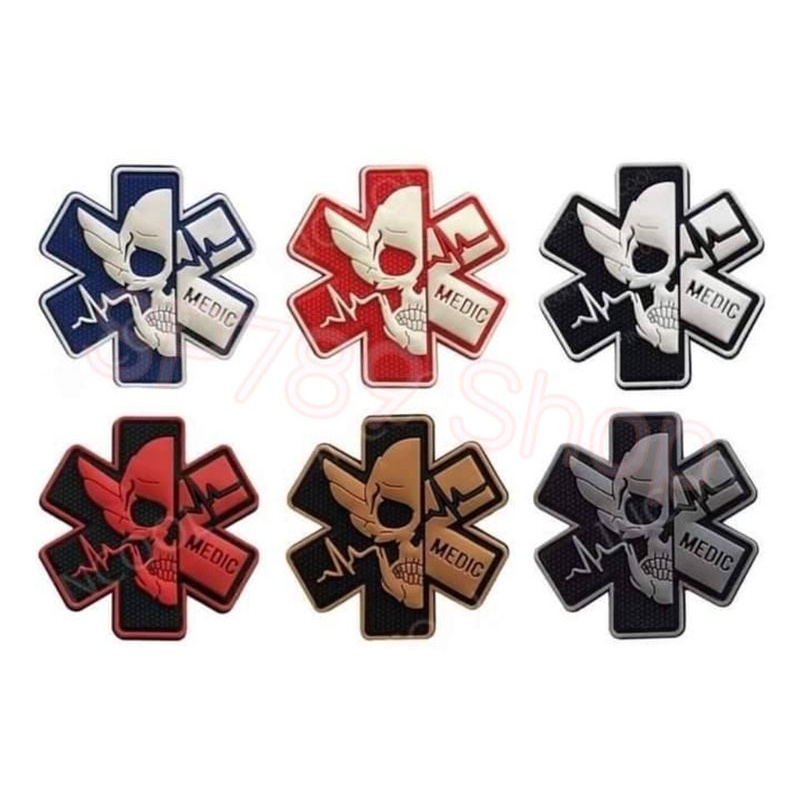 *พร้อมส่งจากไทย* อาร์มติดเสื้อ Patch star of life MEDIC อาร์มติดเสื้อเรืองแสง ตีนตุ๊กแก