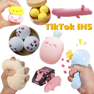 🐱พร้อมส่ง🐱ของเล่นเด้งช้า คลายเครียด pig/dog/Food TikTok อาหารประดิษฐ์ ได้หดได้