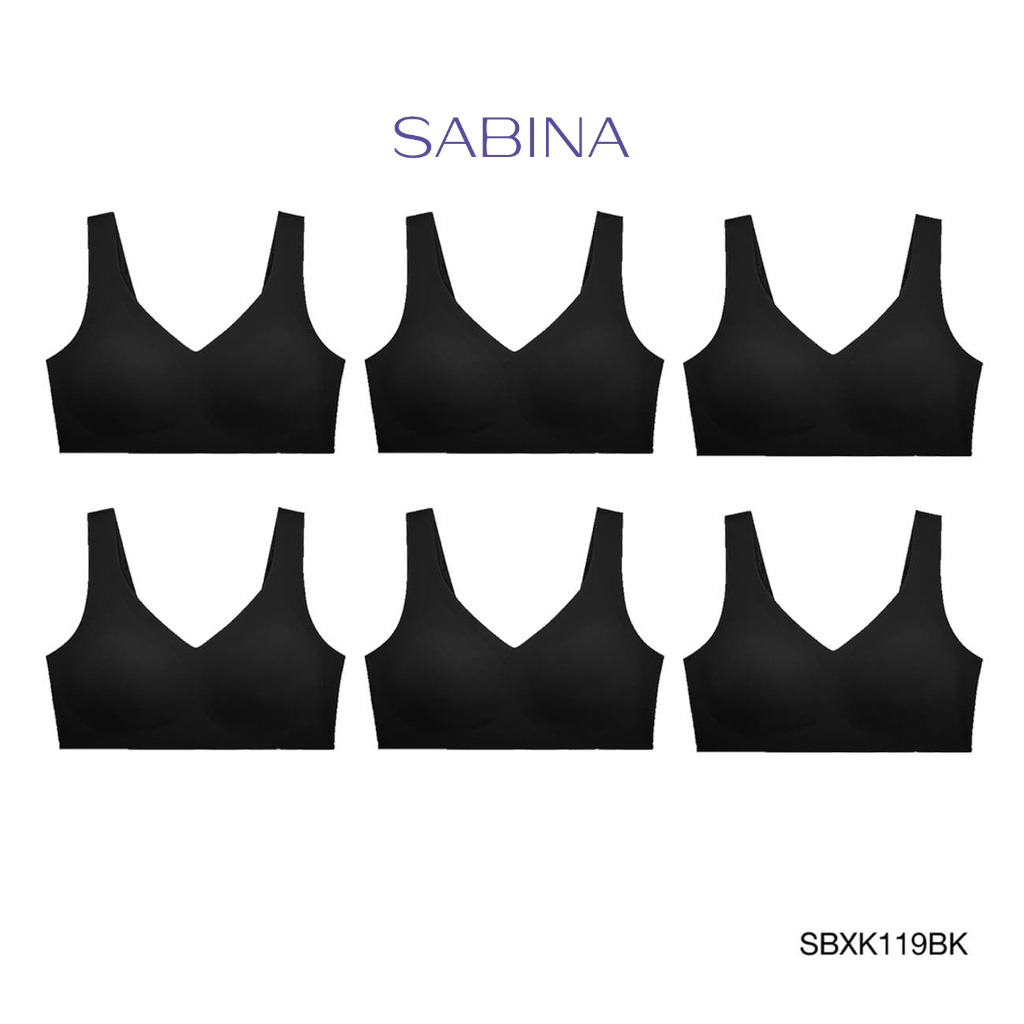 Sabina เสื้อชั้นใน (Set 6 ชิ้น) (ไม่มีโครง) รุ่น Seamless Fit รหัส SBXK119BK สีดำ