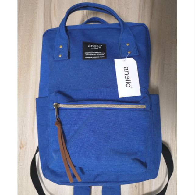 กระเป๋าเป้สะพายหลัง Anello square mini backpack ของแท้ ใหม่ สีน้ำเงิน
