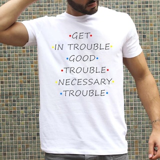 มาใหม่ เสื้อยืดลําลอง ผ้าฝ้าย 100% แขนสั้น คอกลม พิมพ์ลายตัวอักษร Get In Trouble Good สไตล์วินเทจ แฟชั่นฤดูร้อน สําหรับผ