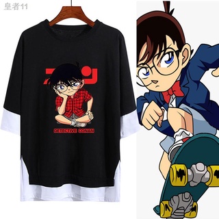 เสื้อยืดลำลองเสื้อยืดฤดูร้อนhotนักสืบ Kudo Shinichi ปลอม 2 ชิ้นเสื้อยืดชายแขนสั้นอะนิเมะ Conan รอบ Kaito Kidd Cal เสื้อผ