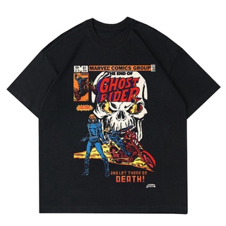 เสื้อยืดคอกลมเสื้อยืด พิมพ์ลาย GHOST RIDER สไตล์วินเทจ | เสื้อยืด พิมพ์ลายการ์ตูนมาร์เวล VINTAGE | เสื้อผ้า Ghost RIDER