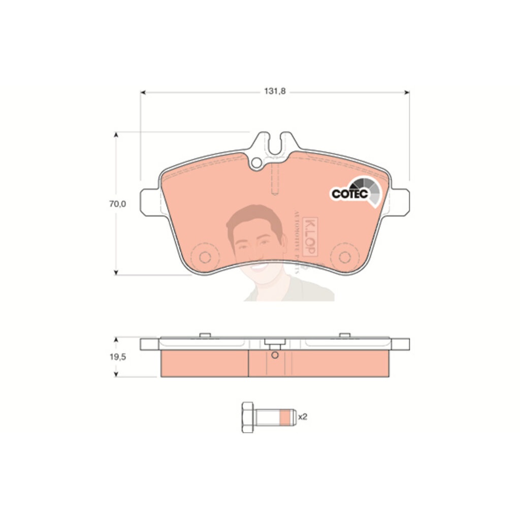 GDB1628 ผ้าเบรค-หน้า(TRW) (เนื้อผ้า COTEC) BENZ A-CLASS A200 CDI /B180 CDI