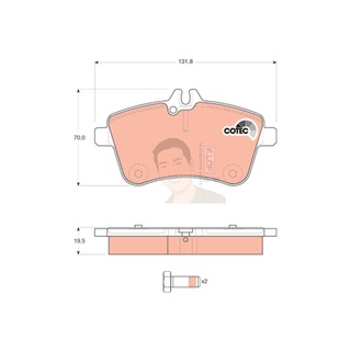 GDB1628 ผ้าเบรค-หน้า(TRW) (เนื้อผ้า COTEC) BENZ A-CLASS A200 CDI /B180 CDI