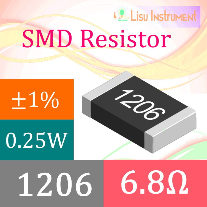 6.8R 1206 ±1% ตัวต้านทานฟิล์มหนาตัวต้านทานชิป SMD 6R80 6R8 6.8Ω
