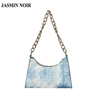 Jasmin NOIR ลายสก๊อต ผ้าห่ม ผู้หญิง กระเป๋าสะพายไหล่ โซ่ กระเป๋าสะพายข้าง กระเป๋าถือ ครึ่งดวงจันทร์