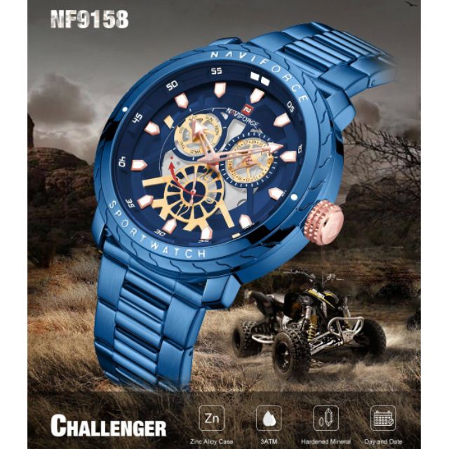 NF-9158 แบรนด์ NAVIFORCE นาฬิกาข้อมือผู้ชายสีน้ำเงิน พร้อมส่ง