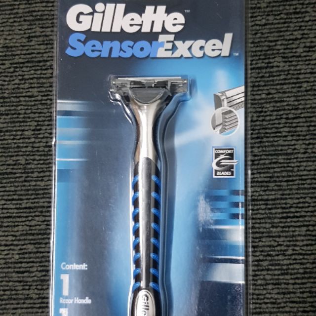 Gillette Sensor Excel ยิลเลตต์ เซ็นเซอร์ เอ็กเซล ใบมีดคู่มีดโกน 1 ด้าม 1 แพ็ค