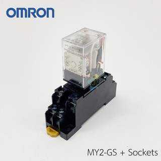 รีเลย์ Relay MY2-GS แรงดันคอยล์ 220VAC 8Pin 8ขา Omron + ซ็อกเก็ตรีเลย์ Socket Relay PYF08A-E Omron