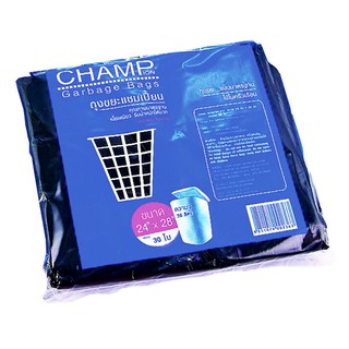 🔥แนะนำ!! แชมเปี้ยน ถุงขยะ แบบหนาพิเศษ 24x28 นิ้ว 30 ใบ Champion Garbage Bag Black Color Size 24 x 28 in. 30 pcs.