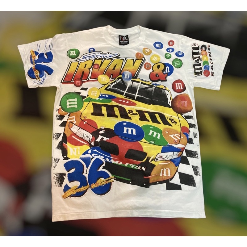 เสื้อ Ovp ลายการ์ตูน NASCAR M&M สไตล์ปี90s มีสขาวกับสีดำ