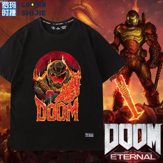 [COD]เสื้อยืดแขนสั้นผู้ชายอินเทรนด์ INS หลวม Doom Eternal Doom Eternal เสื้อยืดคอกลมผู้ชายS-5XL