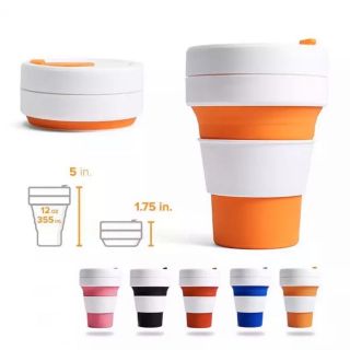 Silicone Coffee Cup 12oz แก้วกาแฟซิลิโคนพับเก็บได้