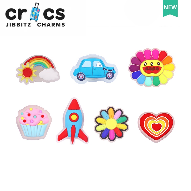 ตัวติดรองเท้า crocs jibbitz charms ตัวติดรองเท้าหัวโต แท้ จี้รูปดอกไม้ มีไฟ LED สําหรับตกแต่งรองเท้า crocs DIY