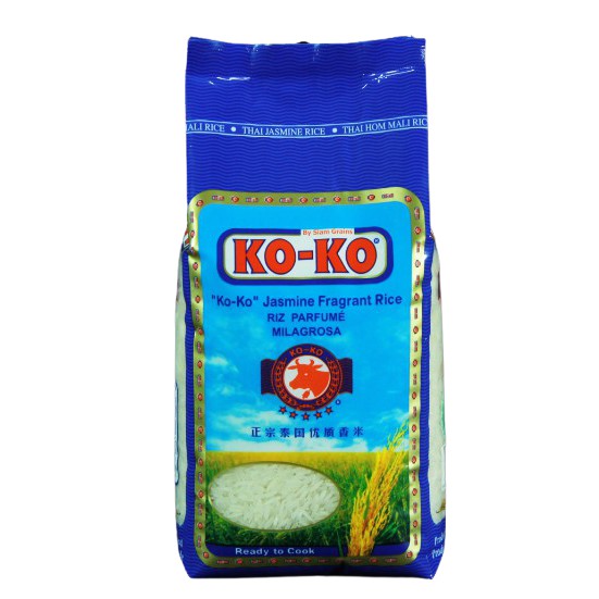KO-KO ข้าวหอมมะลิแท้ 100% ตรา โคโค่ 1kg. (1 ถุง) - ข้าวหอมใหม่นาน้ำฝน