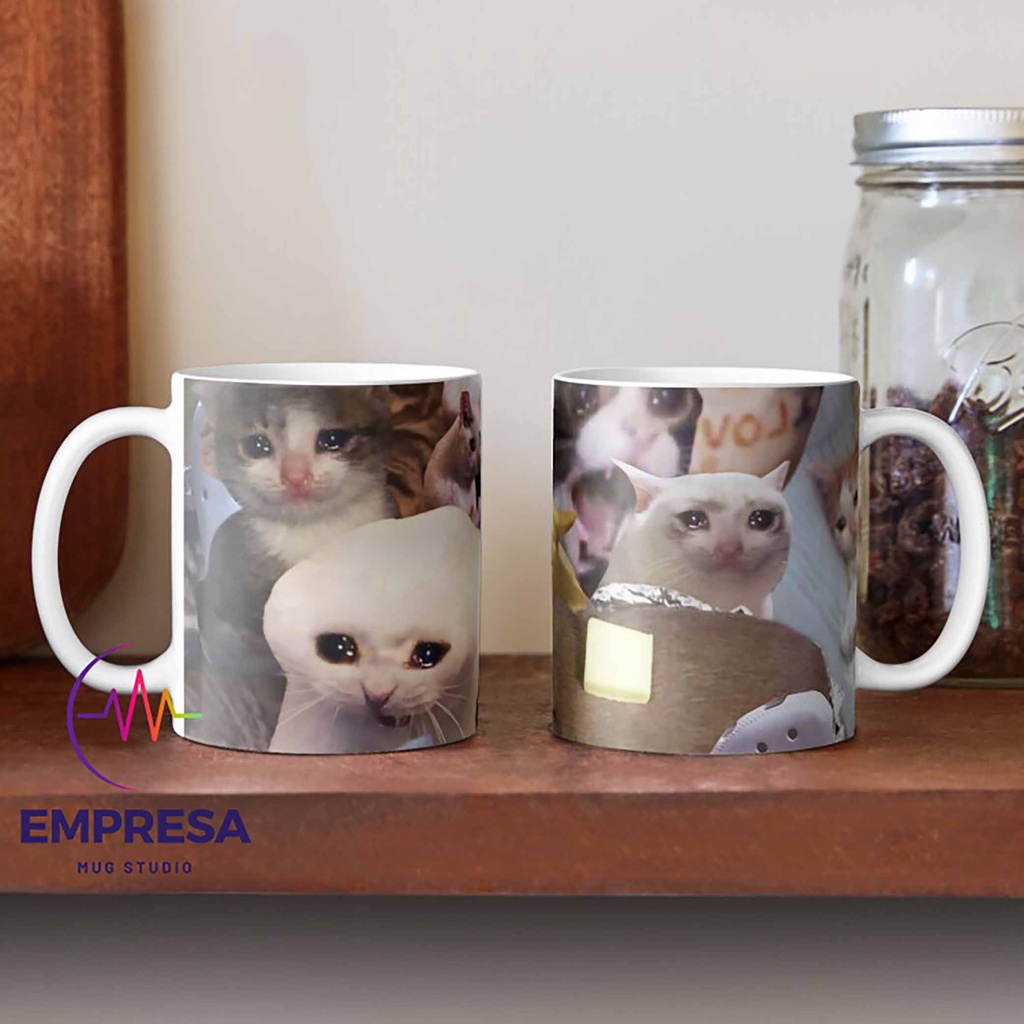 Cat Crying Memes Ceramics แก้วกาแฟ