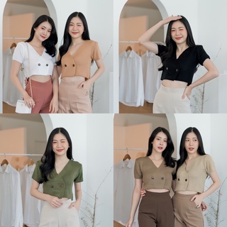 BT030 Gina crop top เสื้อไหมพรม ทรงครอป