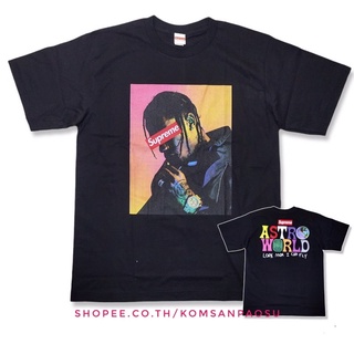 คอตต้อนคอกลม✽◊เสื้อTravis scott supreme เสื้อยืด Travis Scott astroworld เสื้อยืดไซส์ยุโรปสไตล์ Hiphop RapperS-5XL