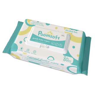 Poomsoft Baby Wipes ทิชชู่เปียก 80แผ่น ถูกที่สุด ทิชชู่เปียกสําหรับเด็ก กระดาษเปียก ทิชชูเปียก ทิชชู่ ผ้าเปียก
