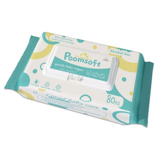 ทิชชู่เปียก 80แผ่น Poomsoft Baby Wipes ผ้าอ้อม ทิชชู่เปียก ผ้าเปียก กระดาษเปียก กระดาษทิชชูเปียก กระดาษเปียก