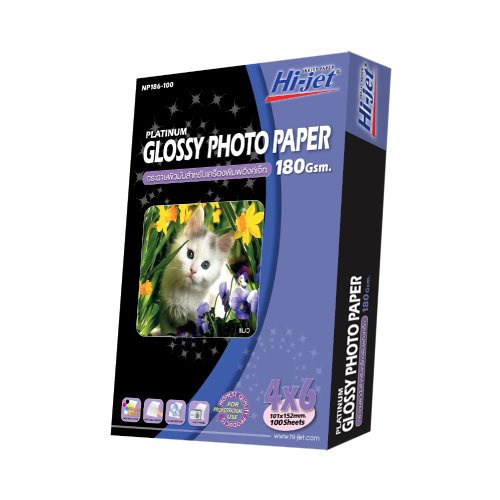 Hi-jet กระดาษโฟโต้ ผิวมัน Inkjet Platinum Glossy Photo Paper 180 แกรม 4×6 100แผ่น