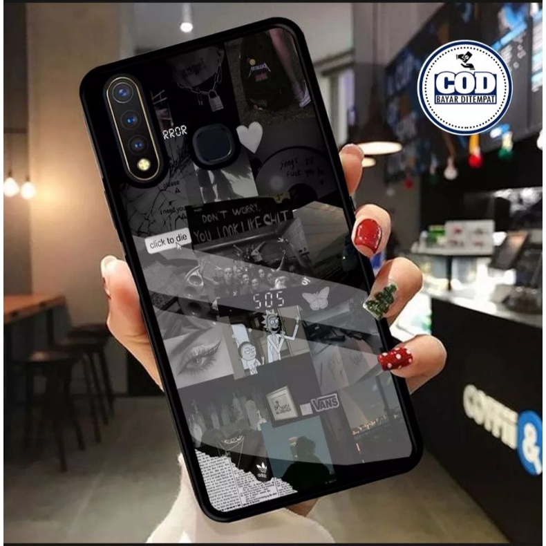 Umws store เคสโทรศัพท์มือถือ สีดํา สําหรับผู้ชาย และผู้หญิง Vivo Y19