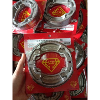 ผ้าเบรคหลัง+สปริง ตราเพชร Click, click-i,click125i, click150i,  icon,spacyi, scoopyi,, pcx125,pcx150