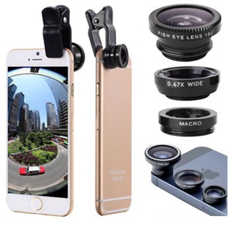 Wide Angle Macro Fisheye เลนส์ Kit with Clip 0.67x Mobile Phone Fish Eye เลนส์