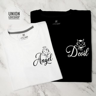 เสื้อคู่ สกรีนAngel &amp; Devil [พร้อมส่ง] C085 ตัวละ