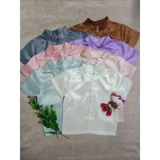 เสื้อไทยเด็กผู้ชาย ผ้าไหมอิตาลีเนื้อไหมสีครีม