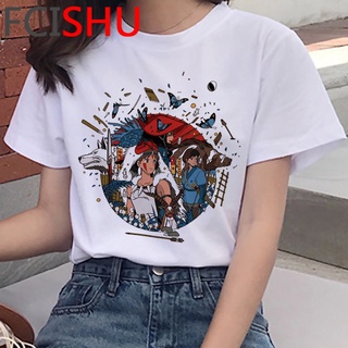 Totoro Studio Ghibli Spirited Away top tees ผู้หญิง streetwear harajuku kawaii ความงาม t เสื้อ tumblrเสื้อยืดเสื้อยืดอิน