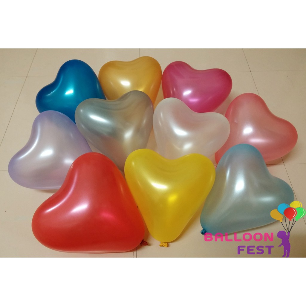 Balloon Fest ลูกโป่งหัวใจ สีมุก ขนาด 6 นิ้ว จำนวน 72 ใบ (คละสี)
