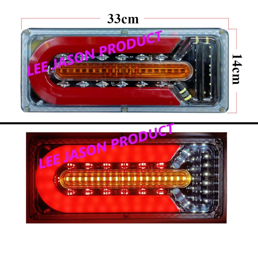 J101S13 สําหรับรถบรรทุกธรรมดาทั้งหมด ( 24V ) 14CM X 33CM LED TAIL LAMP TAIL LIGHT LAMPU BELAKANG ราค