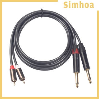 [SIMHOA] 2x6.35mm 1/4 inch Mono Jack Plug to Phono RCA Plugs SCREENED Audio Cable