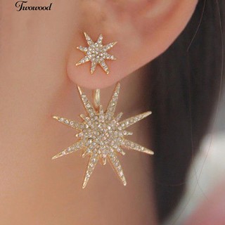 ต่างหูสตั๊ดสตั๊ด Rhinestone เงางาม 1 ชิ้น Dance Cocktail Ear Jacket Jewelry