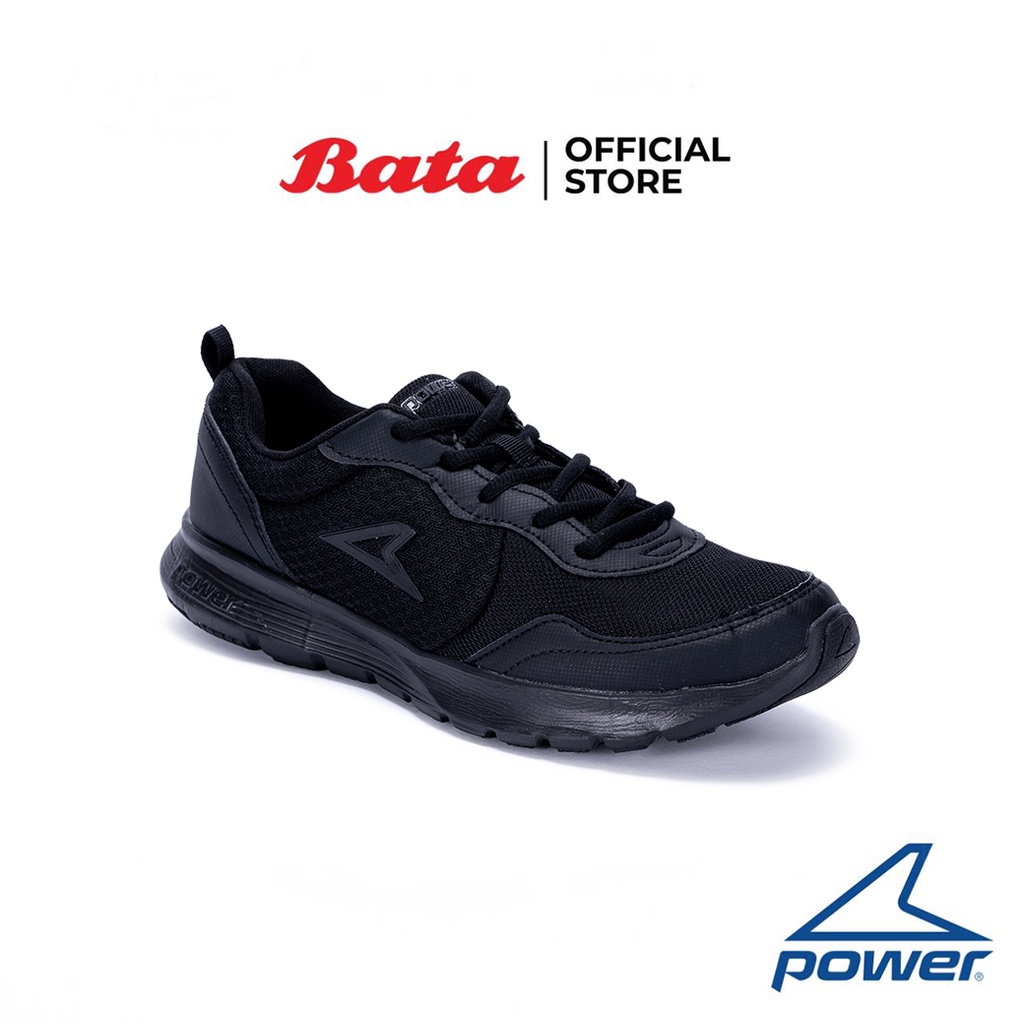 Bata บาจา ยี่ห้อ Power รองเท้ากีฬา พละ แบบผูกเชือก รองรับน้ำหนักเท้า สวมใส่ง่าย รุ่น Wave Accent สีดำ 8216907
