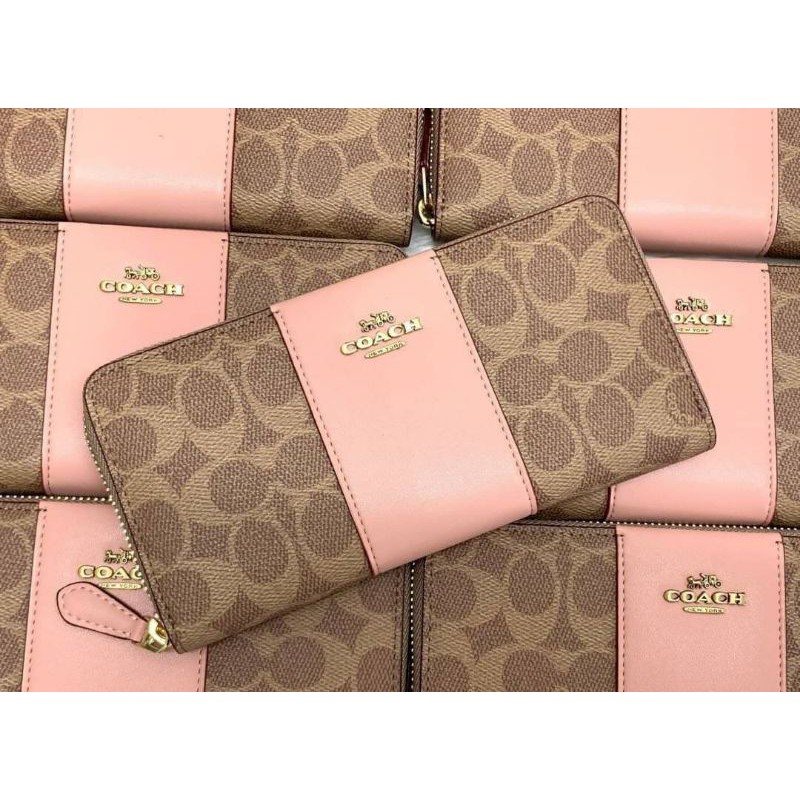 กระเป๋าสตางค์ Coach แท้ 💯 สีชมพู ผู้หญิง ใบยาว น่ารัก สวยเก๋ ของขวัญ กระเป๋าเงิน