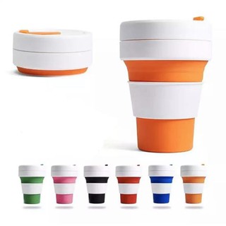 แก้วซิลิโคน พกพา พับได้ silicone coffee cup 12oz. แก้วกาแฟซิลิโคนพับ เก็บได้ พกพา