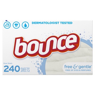 240 Count * Bounce แผ่นปรับผ้านุ่ม สำหรับผิวแพ้ง่าย * Fabric Softener Dryer Sheet, Free &amp; Gentle