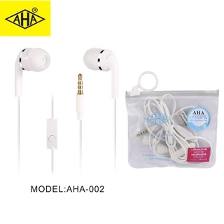หูฟัง AHA 3.5mm สำหรับ phone ซัมซุง ออปโป วีโว่ เสี่ยวหมี่ บรรจุภัณฑ์ถุงเก็บกันน้ำ ไมโครโฟนในตัว เสียงดี Built-in Microp