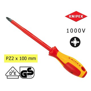 Knipex ไขควงกันไฟ VDE 1000V สำหรับสกรู Pozidriv (ขนาด: หัว x ความยาวแกน)