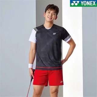 Yonex เสื้อผ้าแบดมินตัน ฤดูร้อน ผู้ชายและผู้หญิง แขนสั้น แห้งเร็ว ระบายอากาศ เสื้อผ้าปิงปอง